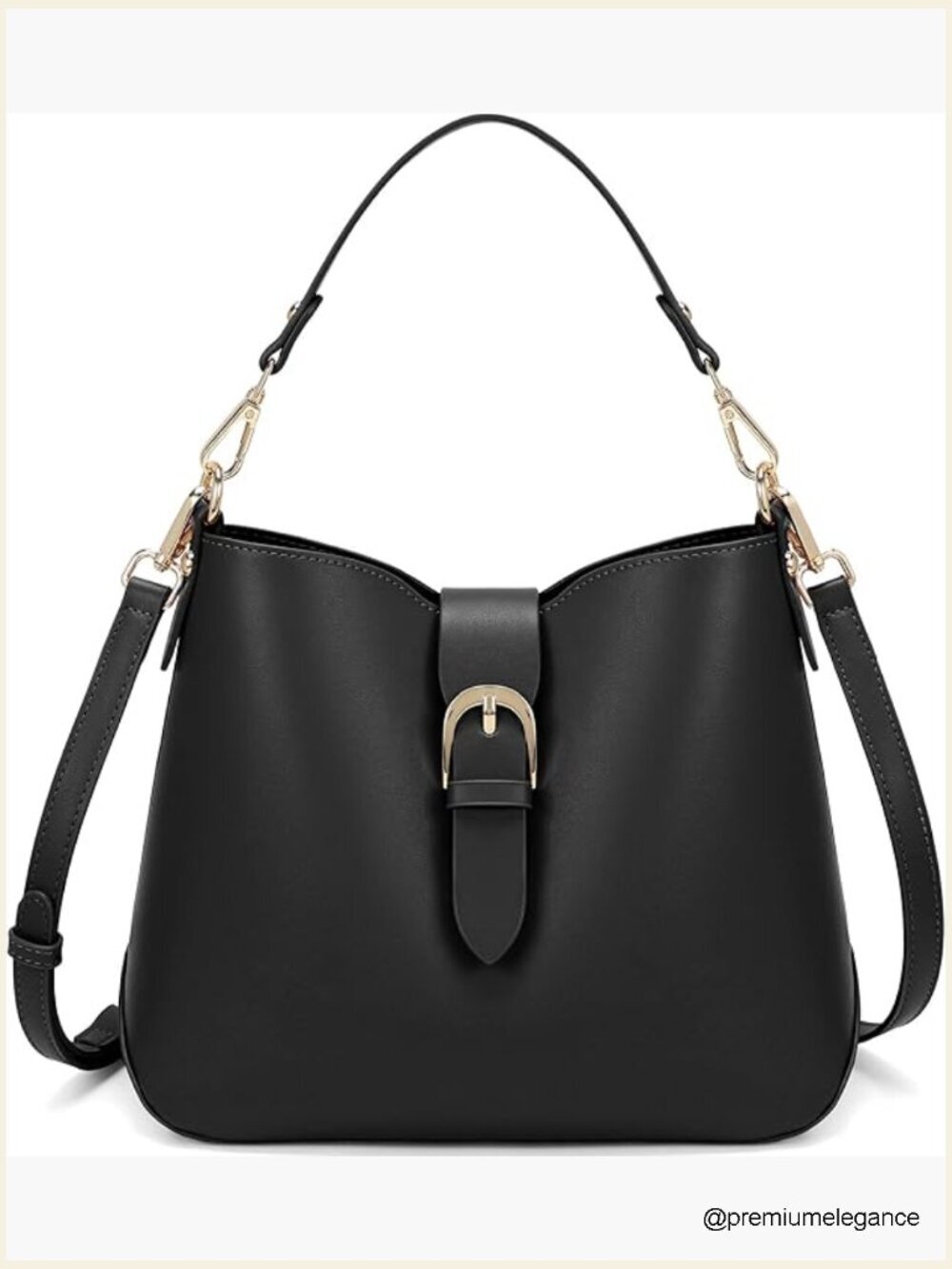 Retro Leather Crossbody Bucket Bag Adjustable Strap